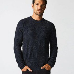 Billy Reid Weave Sweater Crew in Navy Marled SZ L Organic Cotton